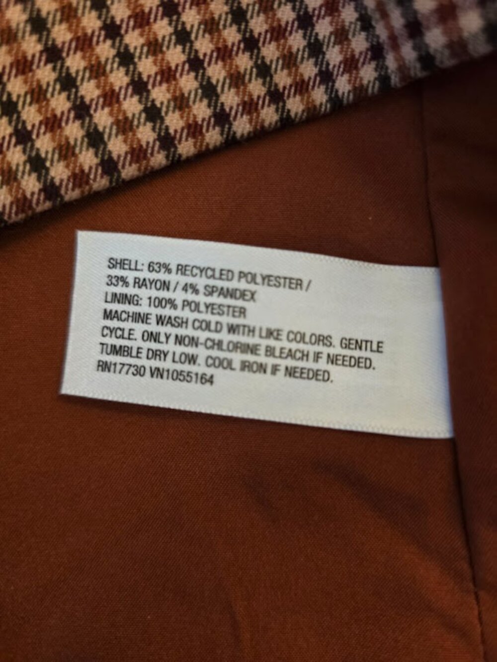 HOUNDSTOOTH WAISTCOAT VEST SIZE MEDIUM LIKE NEW RUST BROWN A NEW DAY - Picture 8 of 9